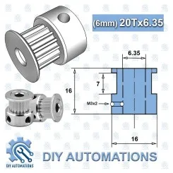 Pulley (6mm) 20T-6.35mm-M3 Image